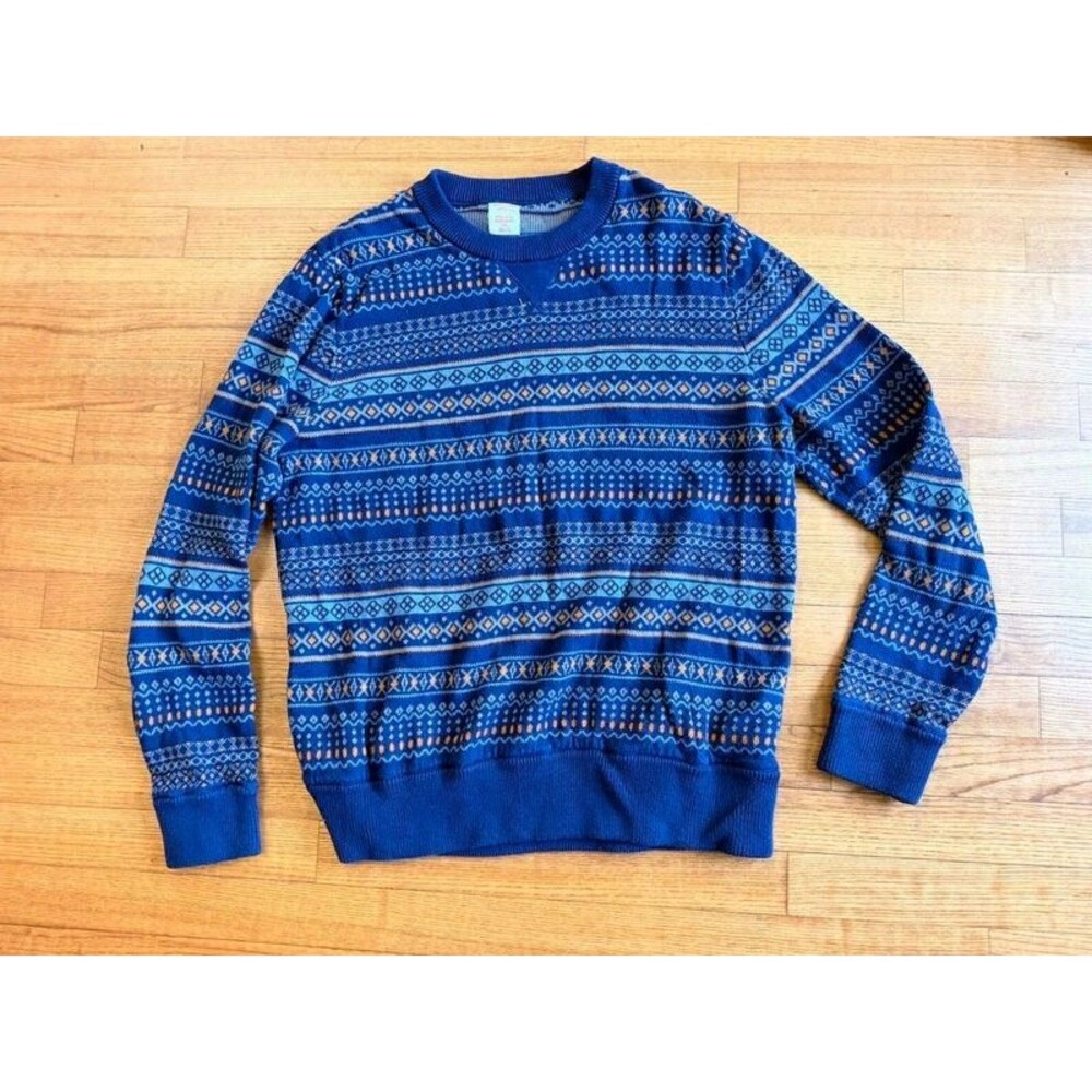 Mossimo Fair Isle Knit Sweater Mens Large Blue Nordic Ski Grandpacore Crewneck